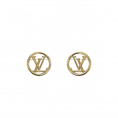 LOUIS VUITTON METAL SMALL LOUISE HOOP EARRINGS GOLD M01332